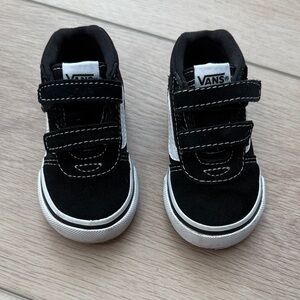 Vans Kids Black and White Velcro Strap Skate Shoe High Top